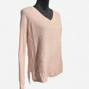 SO Long Sleeve V-Neck Pink Sweater